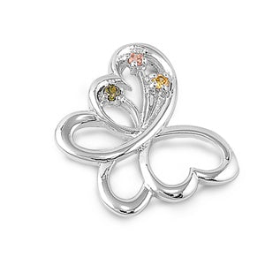 Sterling Silver Multicolor CZ Butterfly Pendant