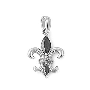 Sterling Silver Fleur De Lis CZ Pendant
