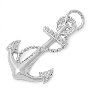 Silver Pendant W/ CZ - Anchor