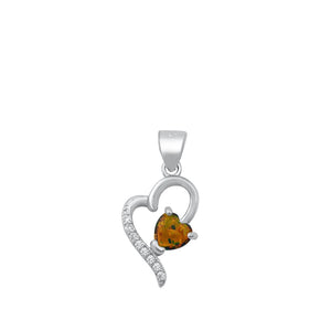 Sterling Silver Black Lab Opal Heart Pendant