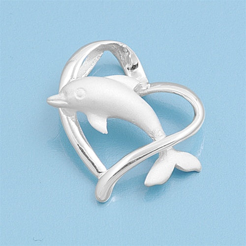 Sterling Silver Dolphin & Heart Pendant
