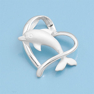 Sterling Silver Dolphin & Heart Pendant