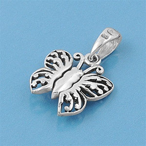 Sterling Silver Oxidized Butterfly Pendant