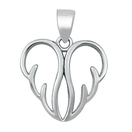 Sterling Silver Wings Heart Pendant