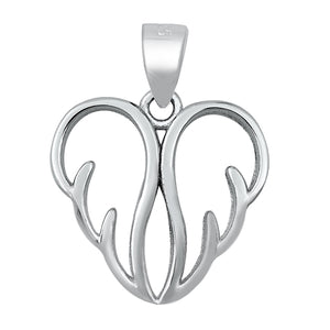 Sterling Silver Wings Heart Pendant