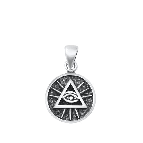 Sterling Silver Oxidized Eye of Providence Pendant