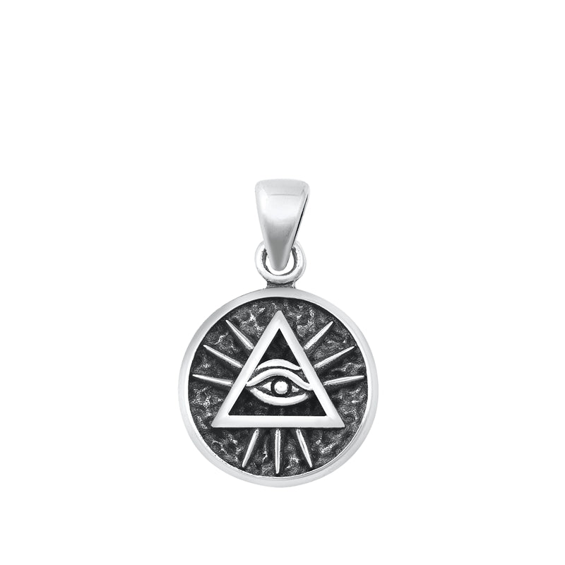 Sterling Silver Oxidized Eye of Providence Pendant