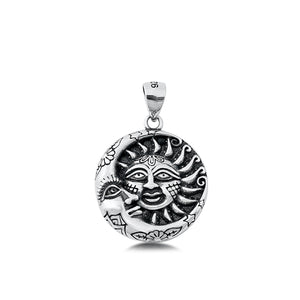 Sterling Silver Oxidized Moon & Sun Pendant