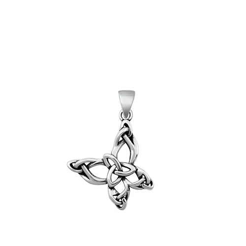 Sterling Silver Oxidized Butterfly Pendant