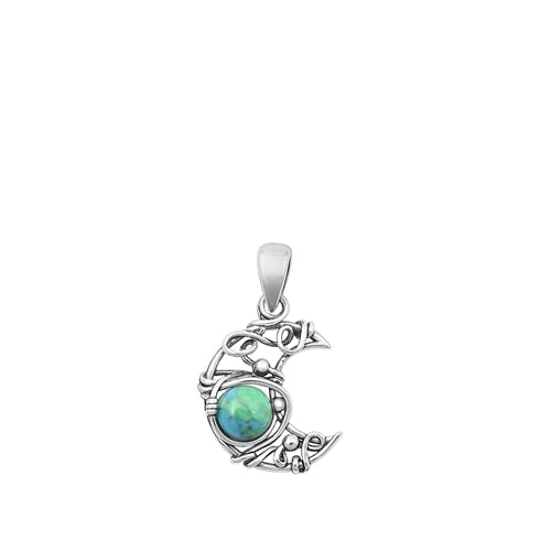 Sterling Silver Moon & Stone Pendant