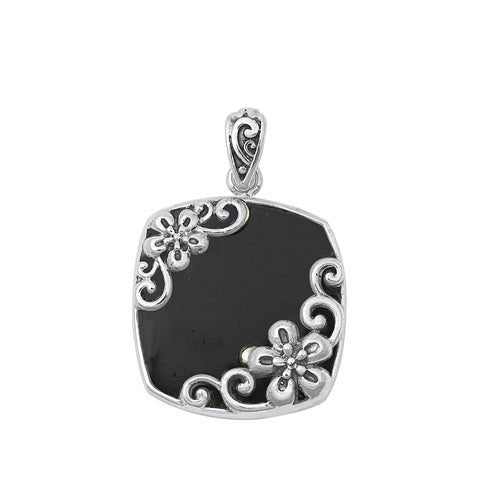 Sterling Silver Oxidized Black Agate Pendant