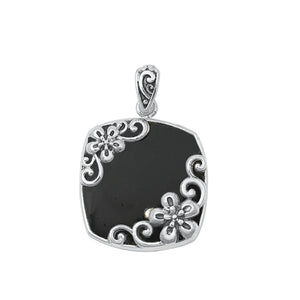 Sterling Silver Oxidized Black Agate Pendant