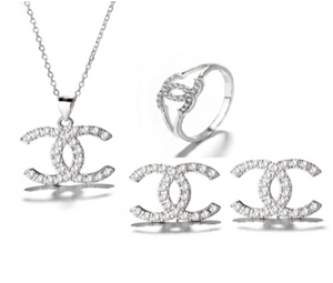 Sterling Silver Set CC CZ