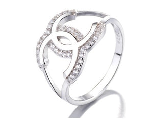 Sterling Silver CC CZ Ring