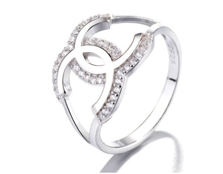 Sterling Silver CC CZ Ring