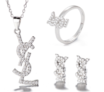 Sterling Silver Set YSL CZ