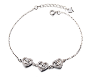 Sterling Silver Heart CC Cz Bracelet