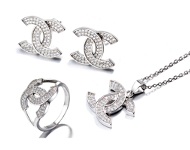 Sterling Silver Set CC CZ