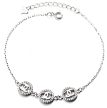 Sterling Silver Round CC Cz Bracelet