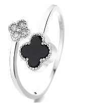 Sterling Silver Open Black Ring Flower
