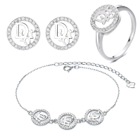 Sterling Silver Set Round Dr CZ