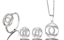 Sterling Silver Set CC CZ