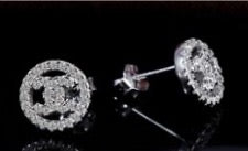 Sterling Silver Round CC Cz Earrings