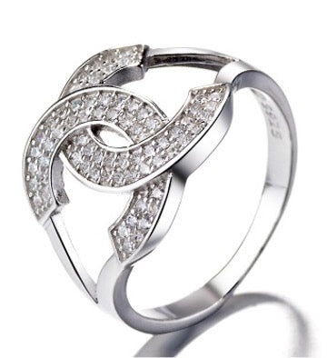 Sterling Silver CC CZ Ring