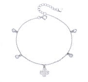 Sterling Silver White Flower Cz Bracelet