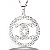 Sterling Silver Round CC Cz Necklace