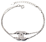 Sterling Silver CC Cz Bracelet
