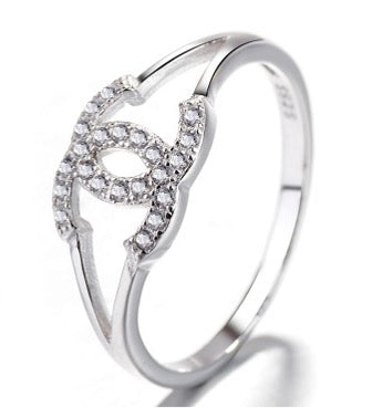 Sterling Silver CC CZ Ring