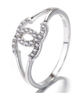 Sterling Silver CC CZ Ring