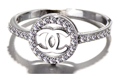 Sterling Silver Round CC CZ Ring