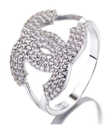 Sterling Silver CC CZ Ring