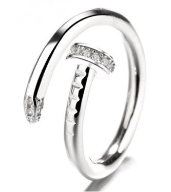 Sterling Silver Nail CZ Ring