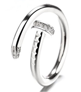 Sterling Silver Nail CZ Ring