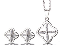 Sterling Silver Set Pendant and Earrings CZ