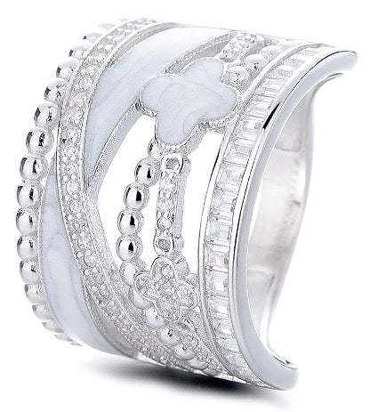 Sterling Silver White Bead Flower