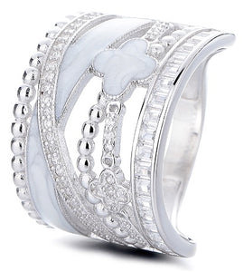 Sterling Silver White Bead Flower