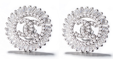 Sterling Silver Round CC Cz Earrings