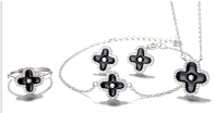 Sterling Silver Set Black