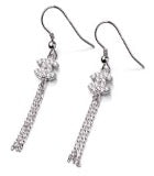 Sterling Silver CC Dangle Cz Earrings