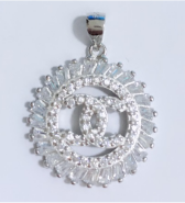 Sterling Silver Round CC Cz Necklace