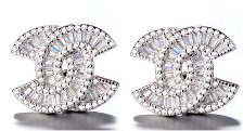Sterling Silver CC Cz Earrings