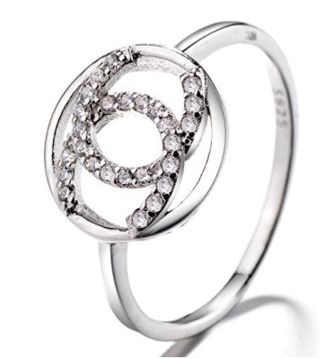 Sterling Silver Round CC CZ Ring