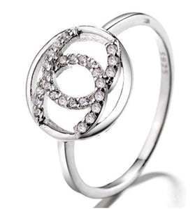 Sterling Silver Round CC CZ Ring