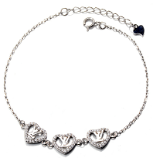Sterling Silver Heart Cz LV Bracelet