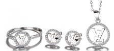 Sterling Silver Set Round LV CZ