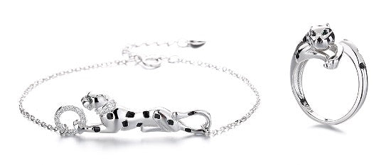 Sterling Silver Set Jaguar CZ